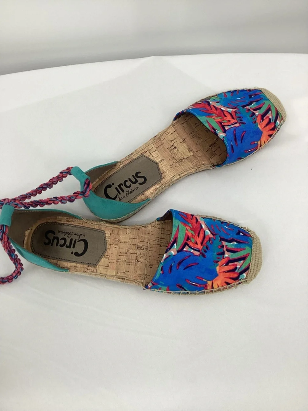Sam Edelman Leonora Canvas  Braided Espadrille Flats TROPICAL Print